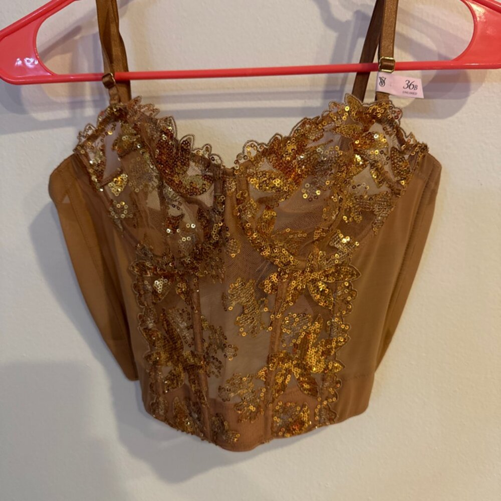 Victoria secret gold sequin bralette NWT size 36B